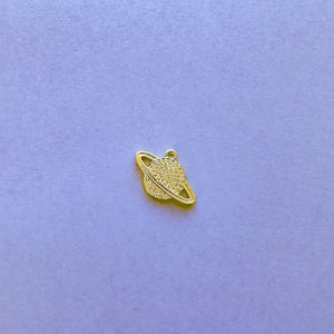 18mm Gold Saturn Pave Charm