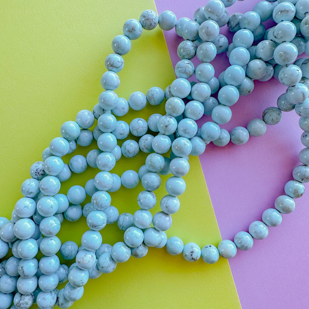 8mm Smooth Turquoise Howlite Rounds Strand