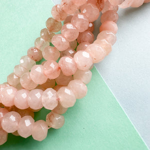 8mm Blush Dyed Jade Faceted Rondelle Strand