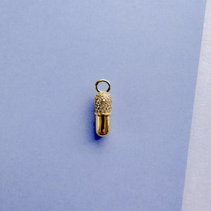 18mm Gold Pave Pill Charm