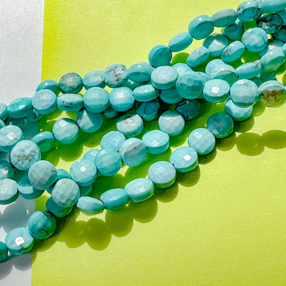 6mm Faceted Dyed Howlite Coin Strand