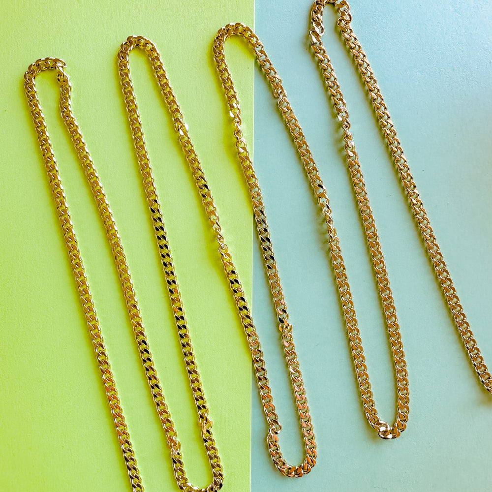5mm Flat Shiny Gold Curb-link Chain