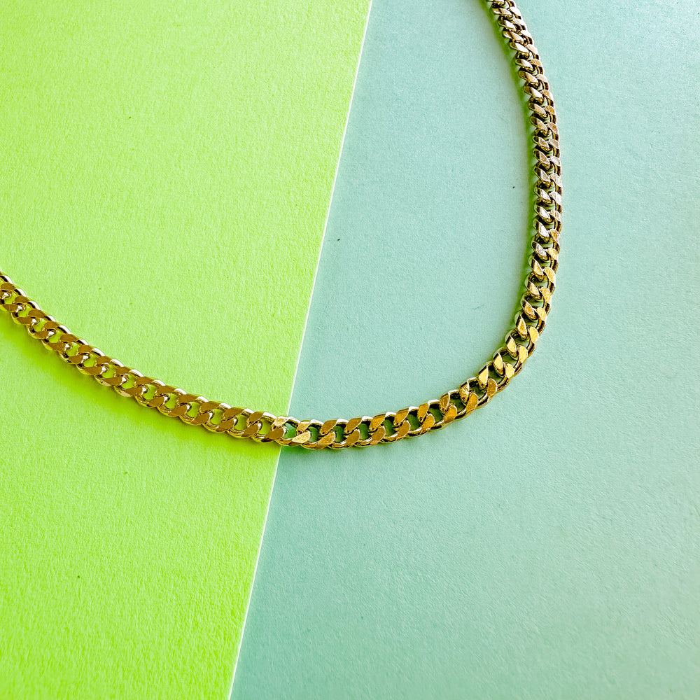 5mm Flat Shiny Gold Curb-link Chain