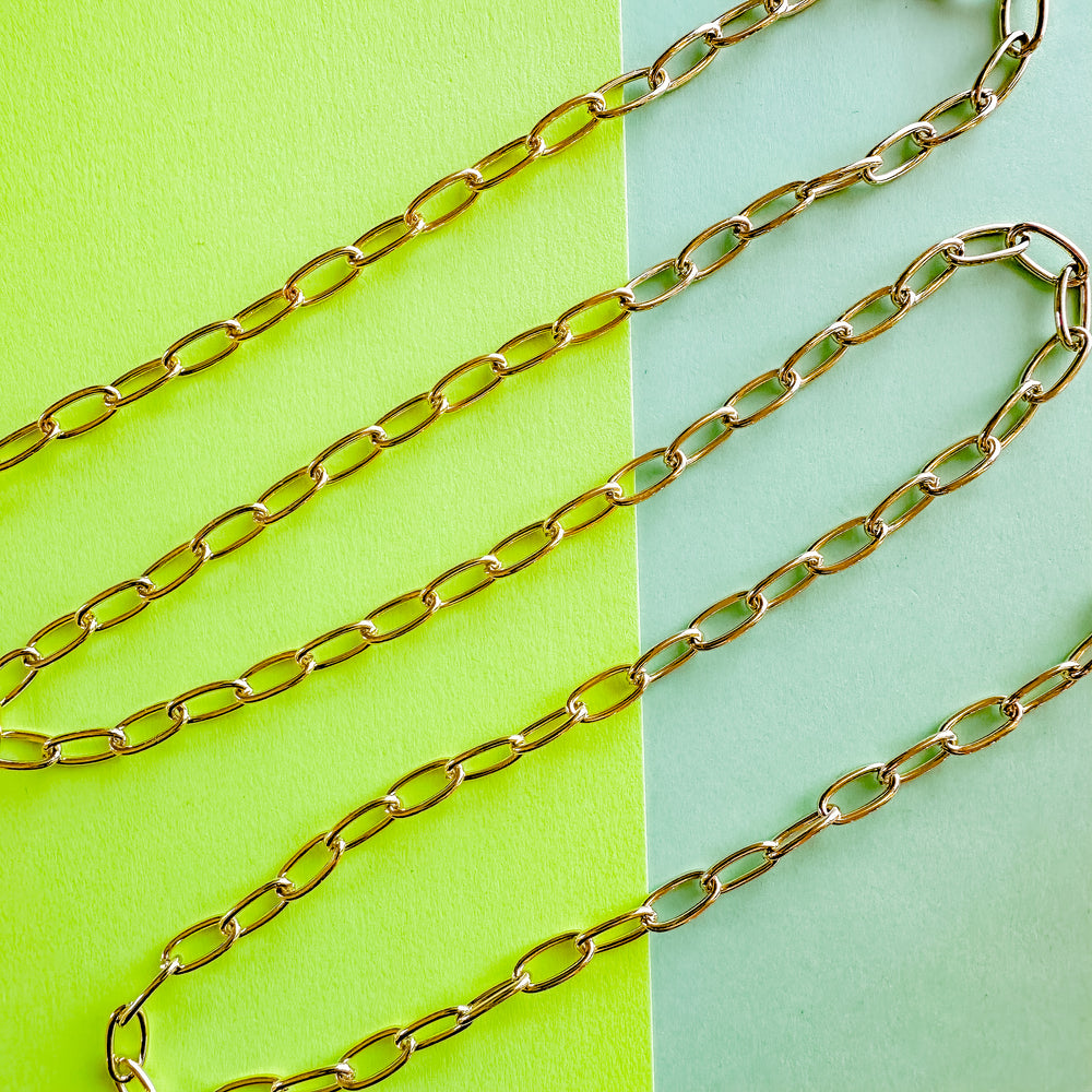 11mm Shiny Gold Rounded Paperclip Chain