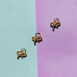 12mm Gold Pave Pretzel Bow Charm