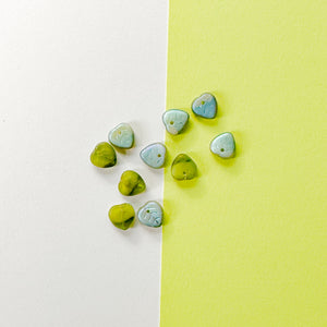 9mm Matte Green AB Glass Leaf Top Drilled Bead - 10 pack