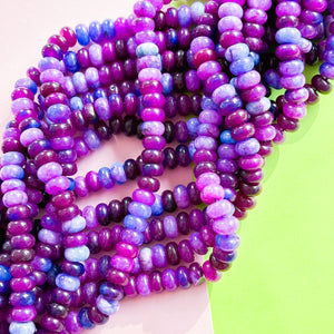 10mm Purple Party Smooth Dyed Jade Rondelle Strand