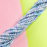8mm Sky Blue Swirl Diamond Crystal Rondelle Strand