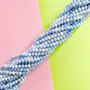 8mm Sky Blue Swirl Diamond Crystal Rondelle Strand