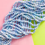 8mm Sky Blue Swirl Diamond Crystal Rondelle Strand