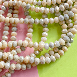 8mm Sandstone Swirl Diamond Crystal Rondelle Strand