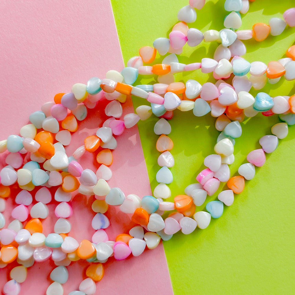 6mm Rainbow Mother of Pearl Heart Strand