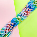8mm Rainbow Faceted Rondelle Knotted Strand - Floral Tone