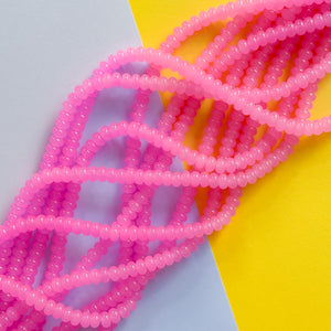 8mm Punchy Pink Glass Rondelle Strand