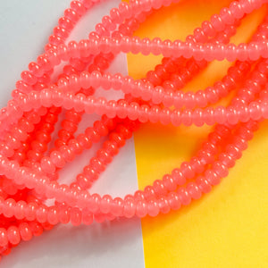 8mm Neon Coral Glass Rondelle Strand
