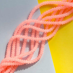 8mm Neon Peach Glass Rondelle Strand