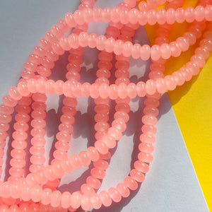 8mm Neon Peach Glass Rondelle Strand