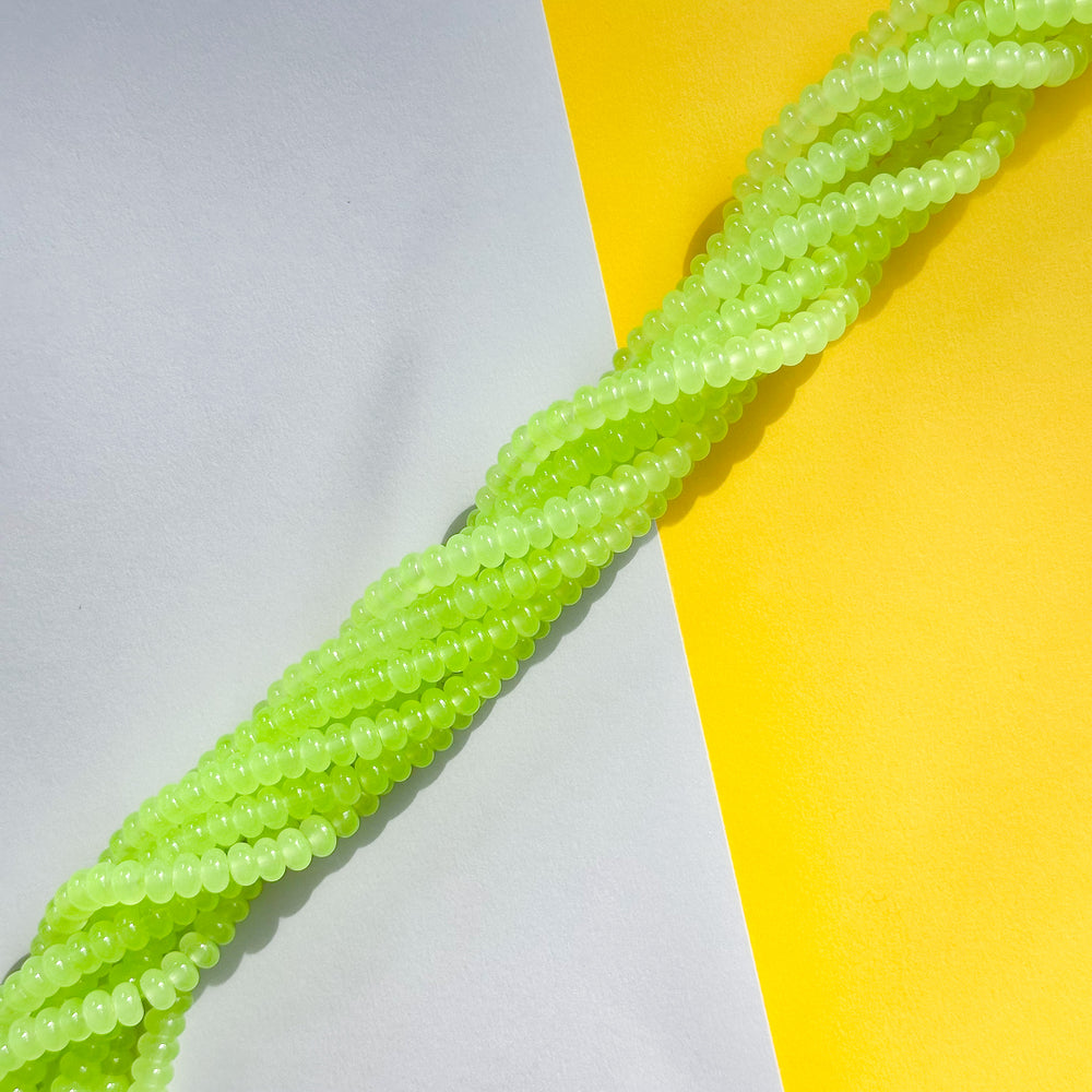 8mm Lime Light Green Glass Rondelle Strand