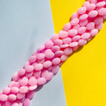 14mm Bubblegum Pink Dyed Calcite Flat Oval Strand