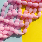 14mm Bubblegum Pink Dyed Calcite Flat Oval Strand