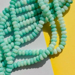 8mm Aqua Amazon Smooth Dyed Jade Rondelle Strand