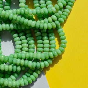 8mm Moss Green Smooth Dyed Jade Rondelle Strand