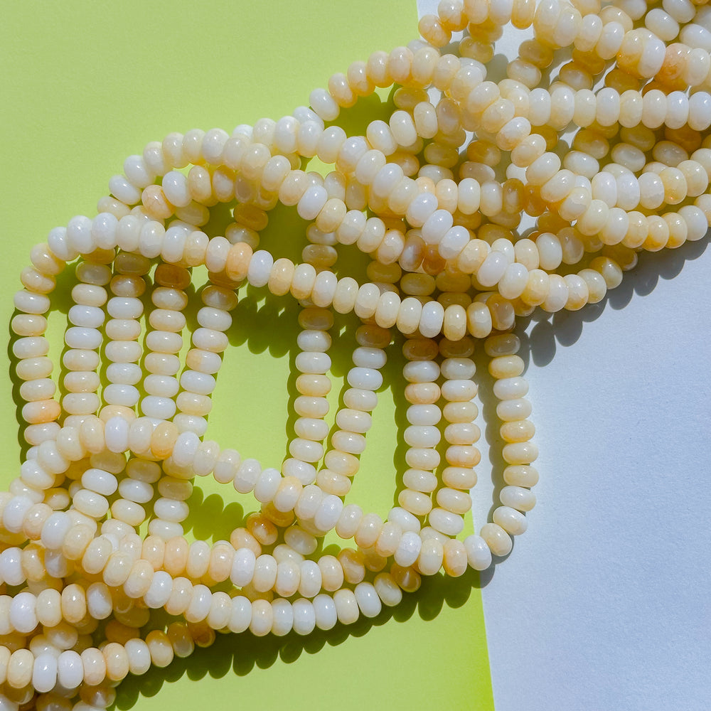 8mm Butter Yellow Smooth Dyed Jade Rondelle Strand