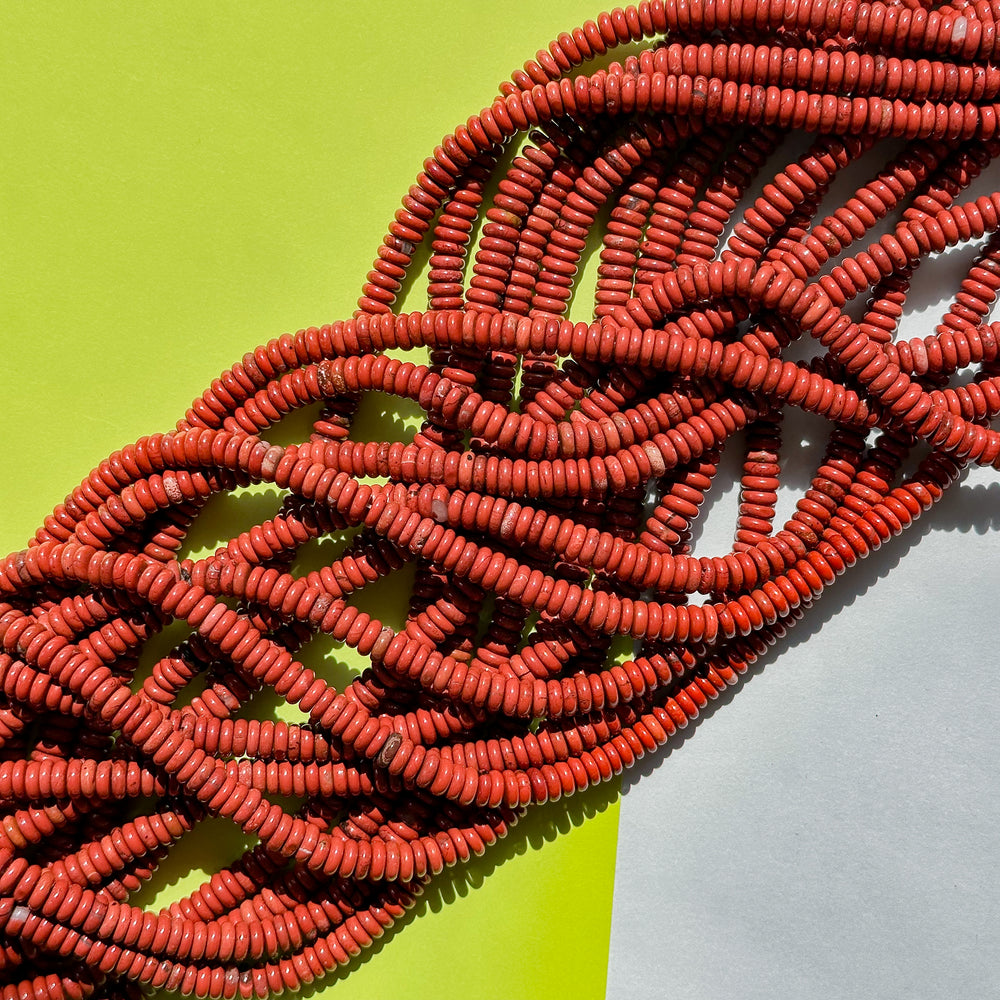 6mm Natural Red Jasper Rondelle Disc Strand