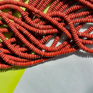 6mm Natural Red Jasper Rondelle Disc Strand