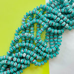 12mm Turquoise Stripe Cut Crystal Rondelle Strand