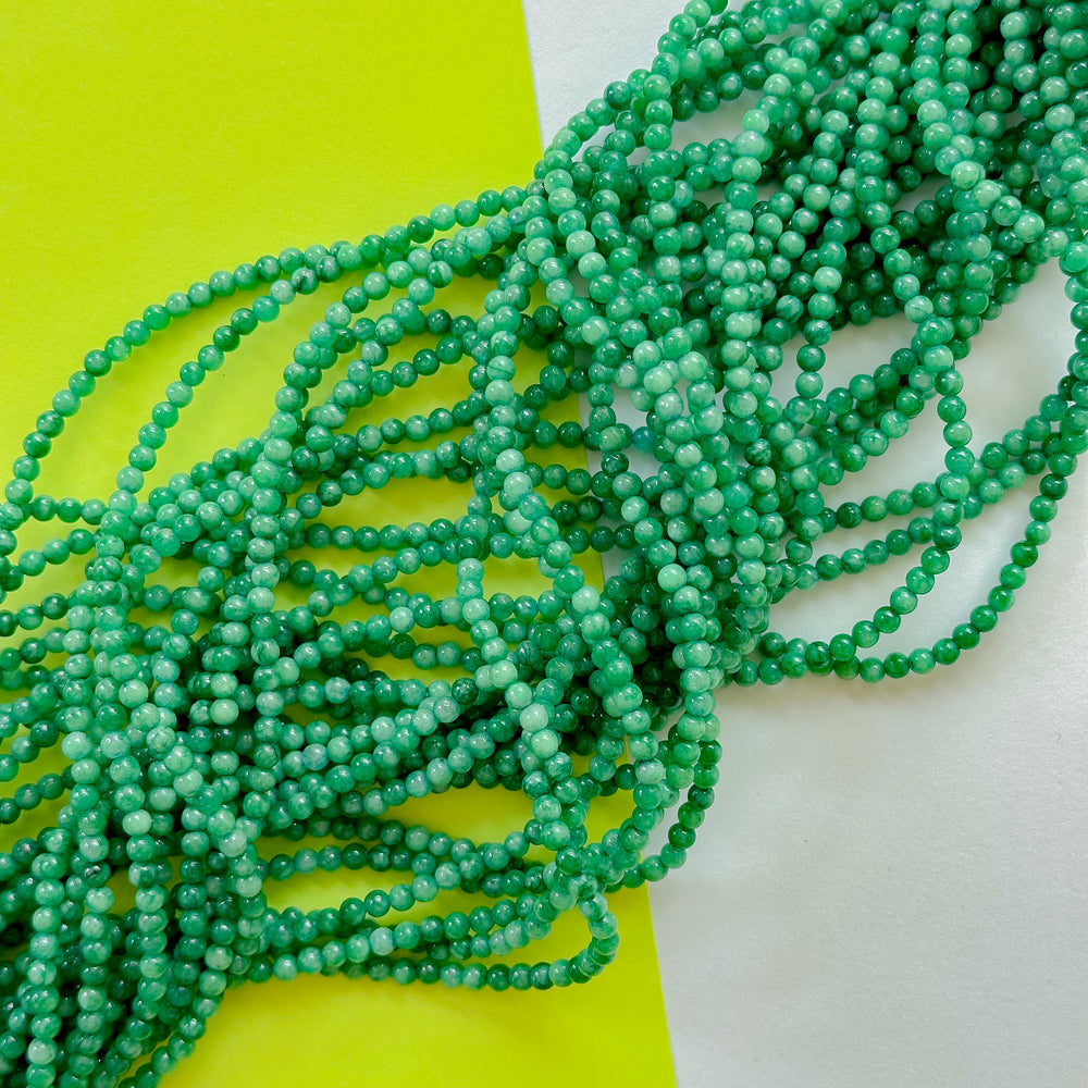 3mm Green Dyed Jade Rounds Strand
