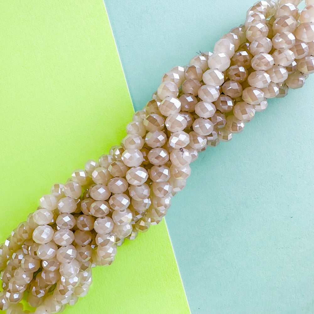 8mm Opalite Cashmere Crystal Rondelle Strand
