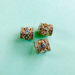 8mm Decorative Gold Large-Holed Pave Accent Bead