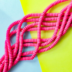 8mm Hot Pink Magnesite Disc Rondelle Strand