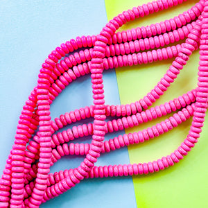 8mm Hot Pink Magnesite Disc Rondelle Strand