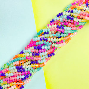 8mm Rainbow Brights Smooth Dyed Jade Rondelle Long Knotted Loop