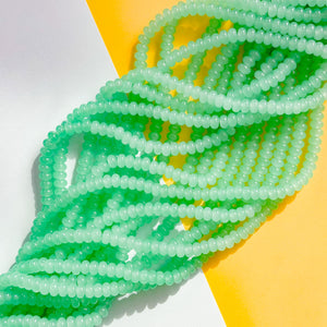 8mm Glowing Aqua Glass Rondelle Strand