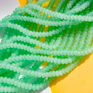 8mm Glowing Aqua Glass Rondelle Strand