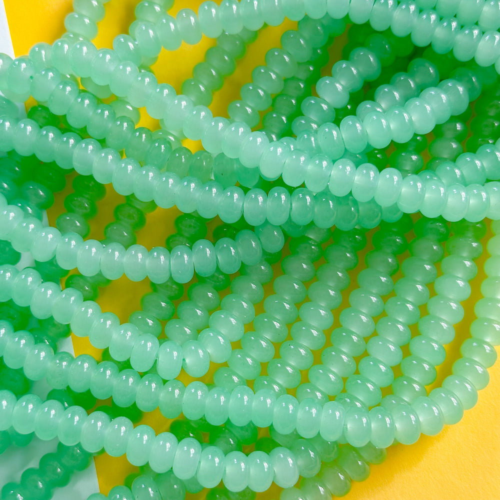 8mm Glowing Aqua Glass Rondelle Strand