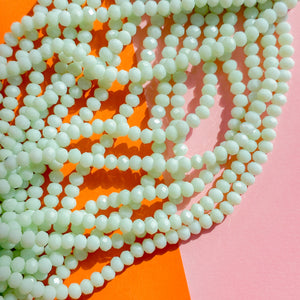 6mm Opaque Mint Crystal Rondelle Strand