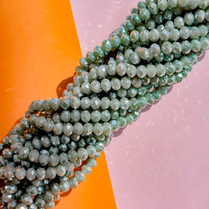 8mm Disco Latte Crystal Rondelle Strand