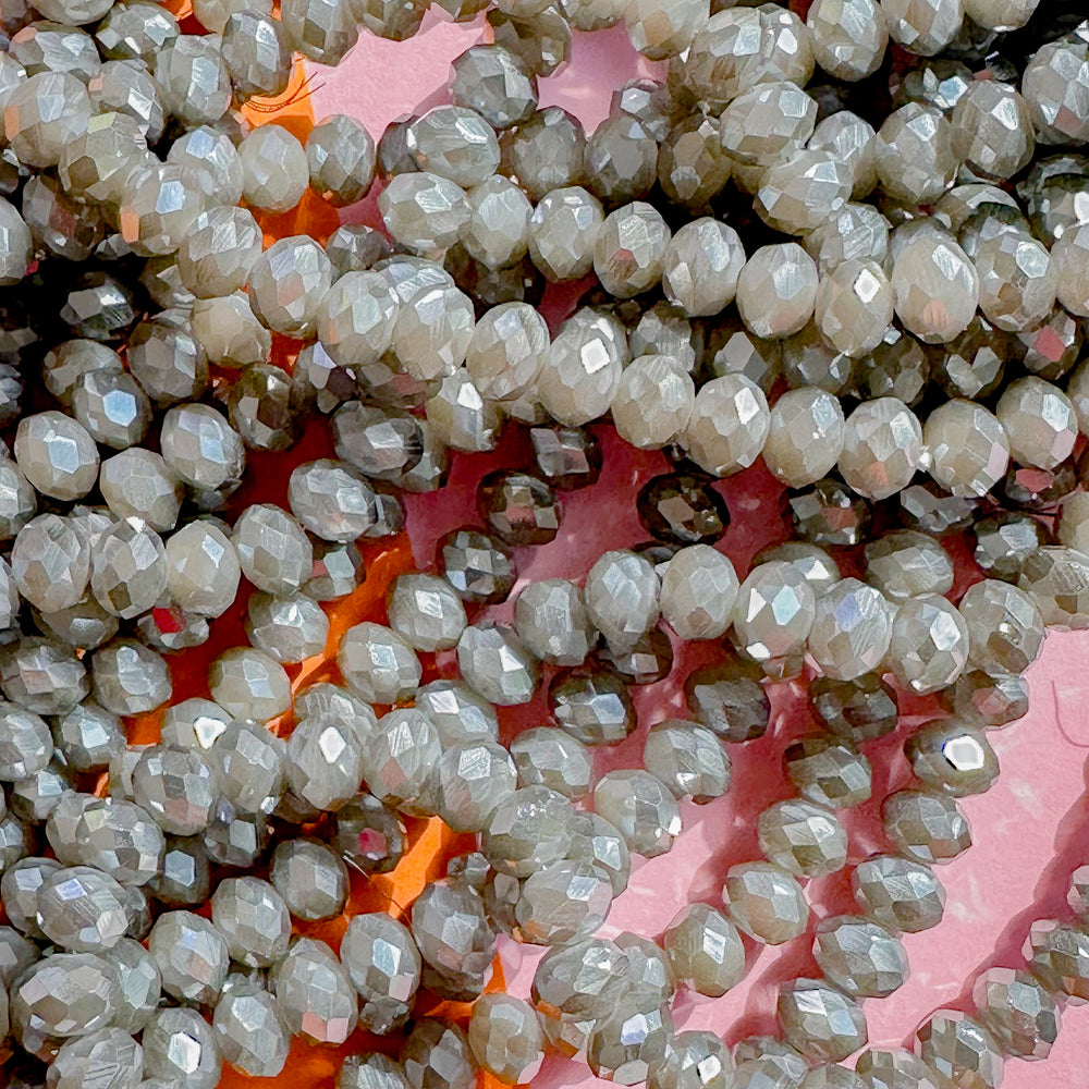 8mm Disco Latte Crystal Rondelle Strand