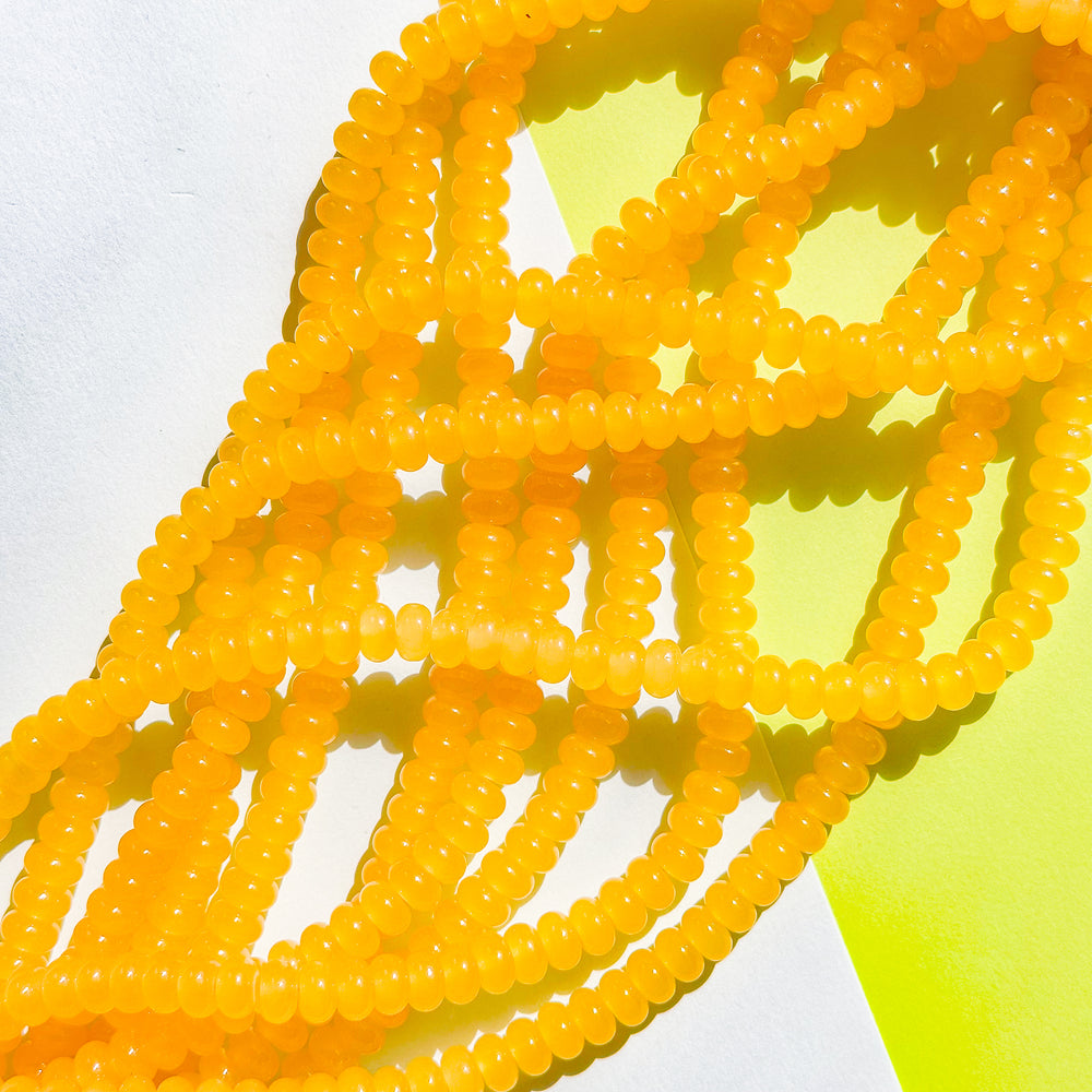 8mm Sunny Yellow Glass Rondelle Strand
