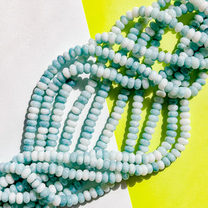 8mm Icy Moss Smooth Dyed Jade Rondelle Strand