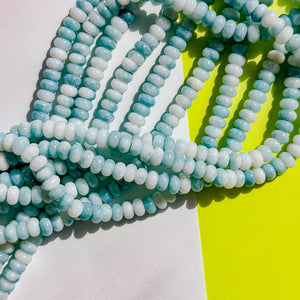 8mm Icy Moss Smooth Dyed Jade Rondelle Strand