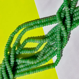 8mm Leafy Green Smooth Dyed Jade Rondelle Strand