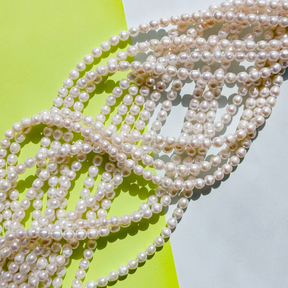 5mm White Freshwater Pearl Rice Strand