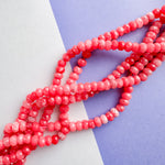 8mm Hibiscus Pink Dyed Jade Faceted Rondelle Strand