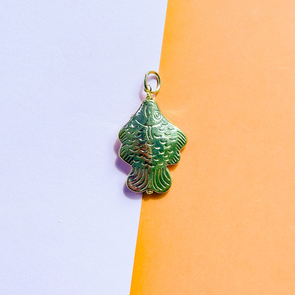 40mm Shiny Gold Lucky Fish Charm
