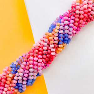 8mm Rainbow Faceted Rondelle Knotted Strand - Sunrise Tone